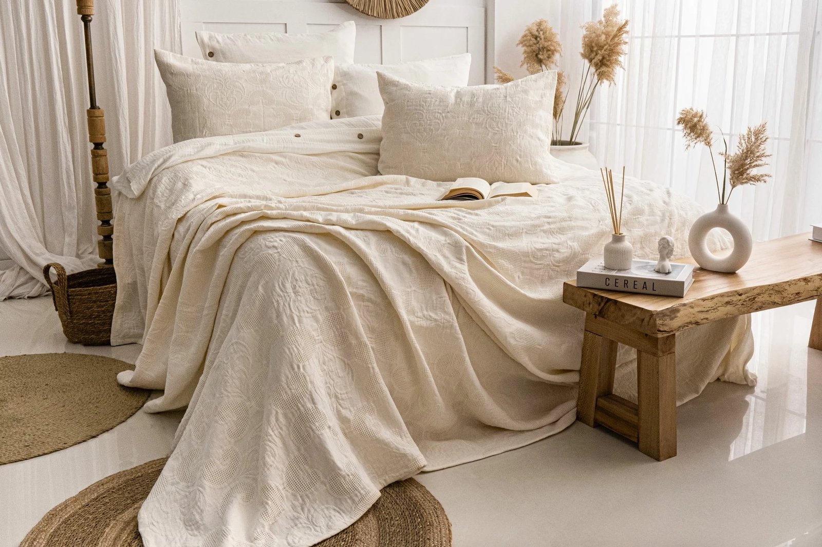 Set mbulesë krevati dopio, Italo, krem