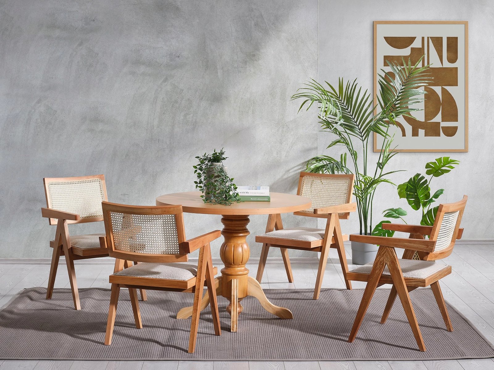 Tavolinë me karrige (4 copë), Skye Decor, Roma, ngjyrë natyrale