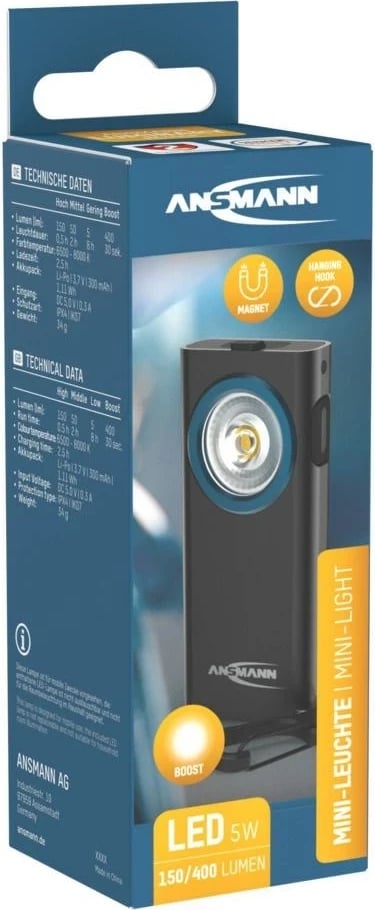 Dritë çelësi ANSMANN ML400R, LED, 300 mAh, e zezë