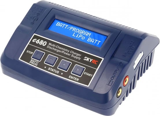 Karikues SkyRC e680 80W 8A, 1-6S LiPo/LiHV/LiFe/LiIon, NiMH/NiCd, Pb, AC 100-240V / DC 11-18V, furnizim DC 13.8V
