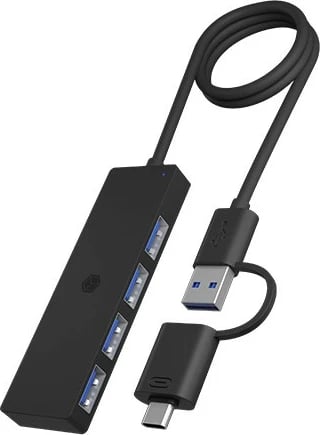 Kasë USB IcyBox IB-HUB1424-C3, 4 porta, USB 3.2 Gen 1, Type-C/Type-A, e zezë