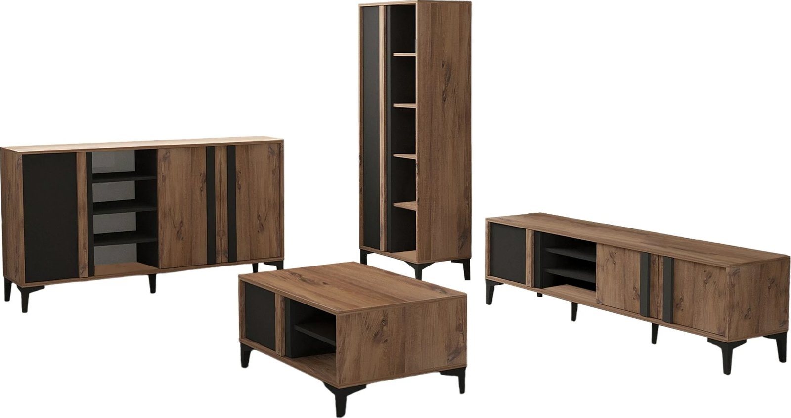 Set mobiljesh për dhomë dite Skye Decor, Laçin, ngjyrë Atlantik dhe Antracit