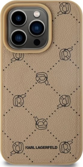 Mbështjellës Karl Lagerfeld Magsafe Karl Head për iPhone 15 Pro, Bezhe