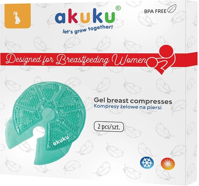 Kompresa gjiri me xhel, AKUKU, përdorim i ngrohtë/ftohtë, transparente, set 2 copë