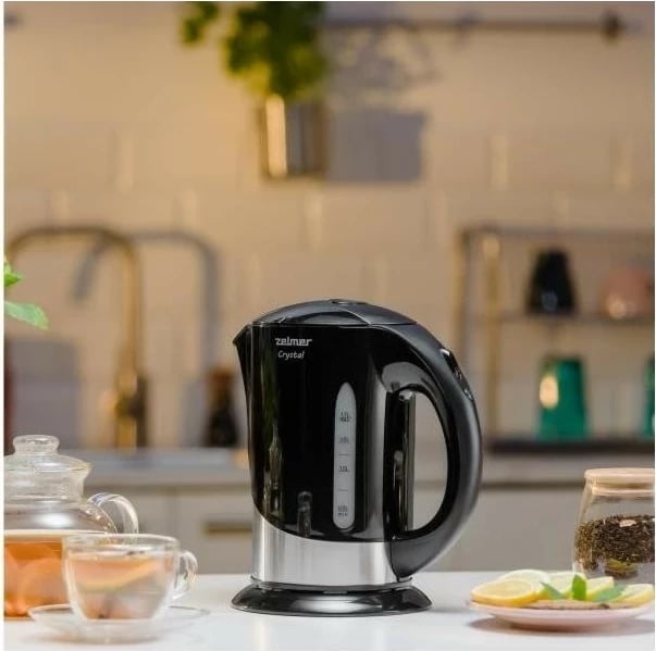 Çajnik elektrik Zelmer ZCK7630 Crystal, 1.7L, 2200W, ngjyrë e zezë-argjendtë