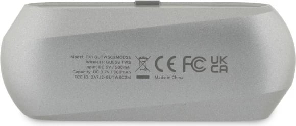 Kufje Bluetooth TWS Guess Elongated Metalic Printed Logo me docking station, Gri Kufje Bluetooth TWS Guess Elongated Metalic Printed Logo me docking station, Gri
