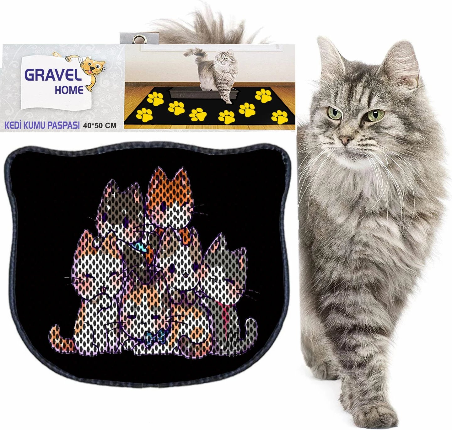 Tapet për rërë mace, shumëngjyrësh, Kdkafa0088