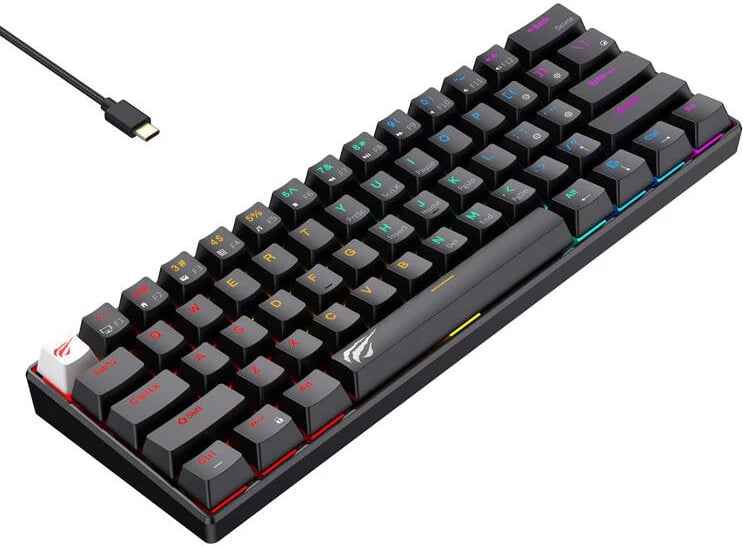 Tastierë mekanike Havit KB903L me kabllo, 61 taste, RGB, e zezë