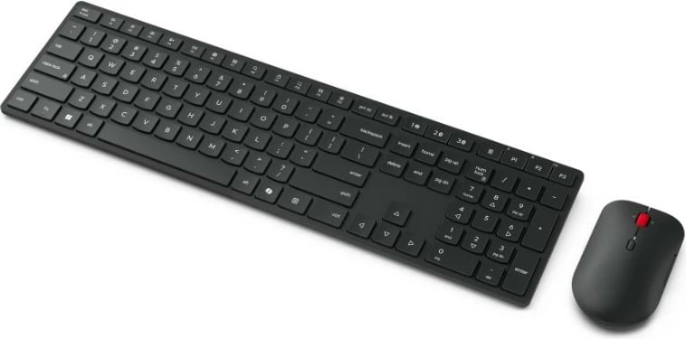 komplet tastierë dhe Maus pa kabllo Lenovo Multi-Mode Pro Combo Keyboard and Mouse 6000-US Euro, multi-mode Bluetooth 5.3/2.4 GHz, DPI 4000, layout US, e zezë