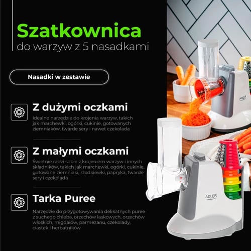 Prerëse perimesh elektrike, Adler AD 4815, 150 W, 5 shtojca