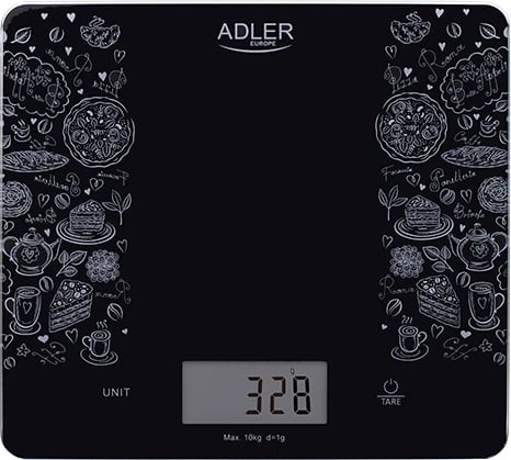 Peshore kuzhine, Adler AD 3171, kapacitet 10 kg, saktësi 1 g, ekran LCD, funksion tare, e zezë