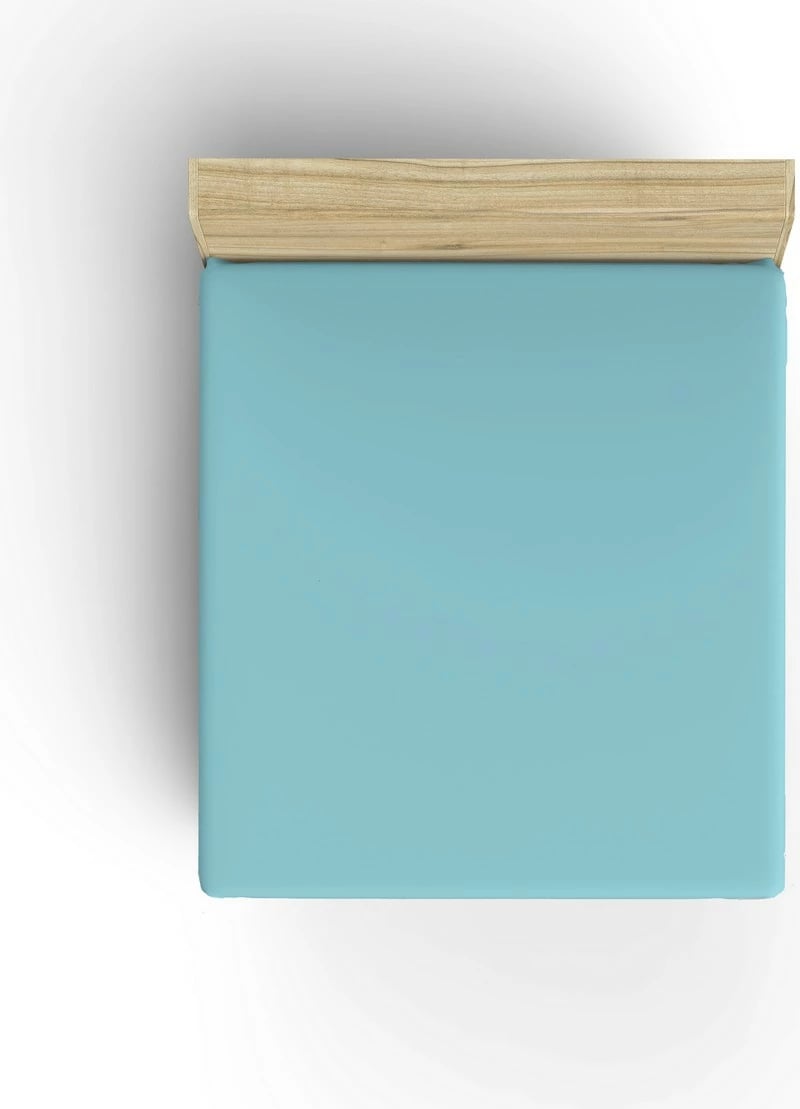 Çarçaf i vogël i shtrirë, ranforce, ngjyrë turquoise, L'essentiel