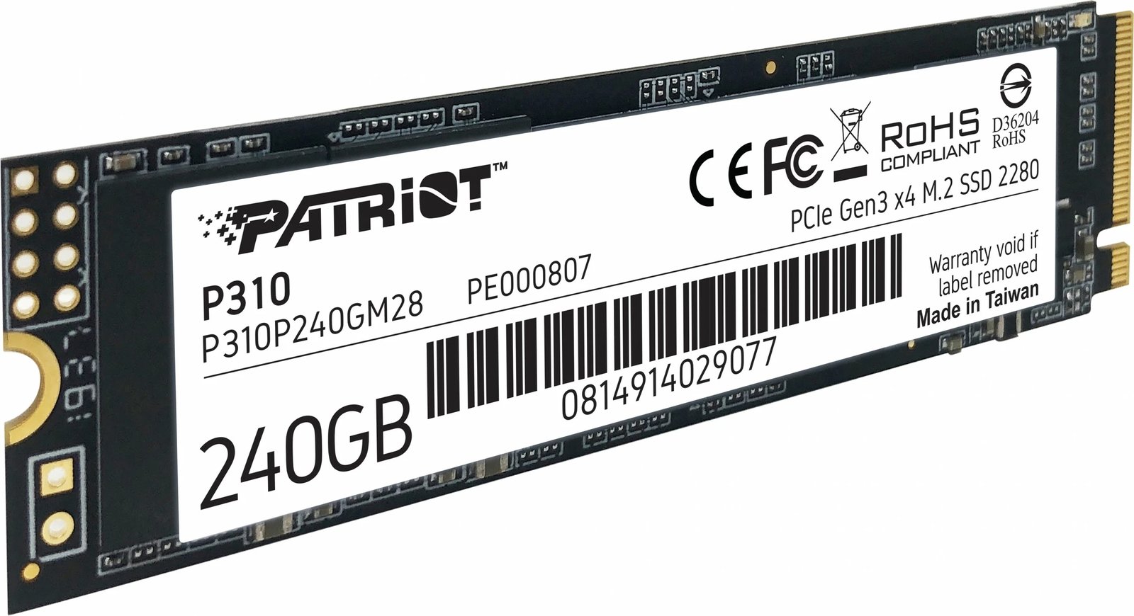 SSD M.2 Patriot P310 240GB PCIe 3.0 x4 NVMe 1.3