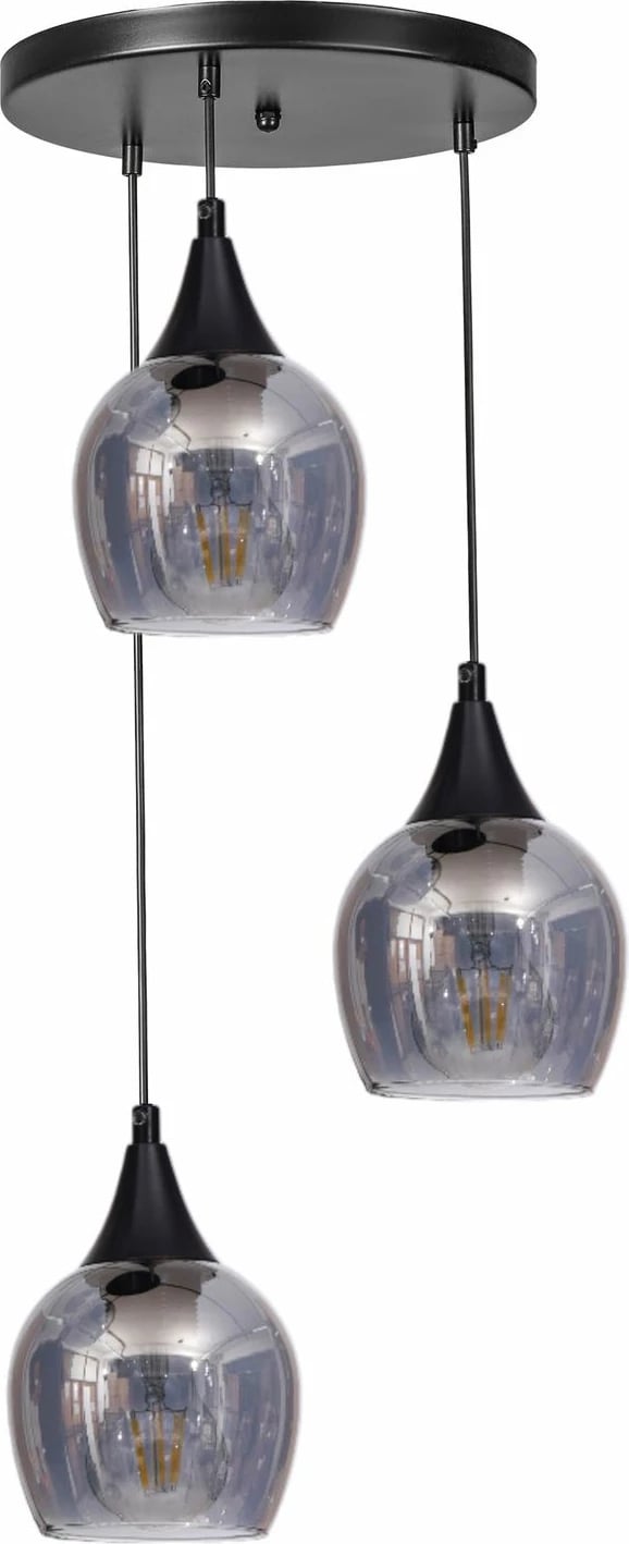 Llambë tavani Opviq, 9064-3, metal dhe qelq, ngjyrë gri e zezë