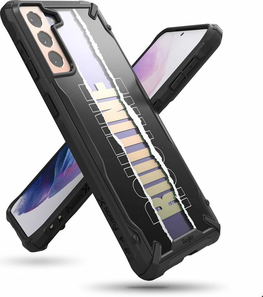 Mbështjellës Ringke Fusion X Design për Samsung Galaxy S21+ 5G, PC+TPU, i zi