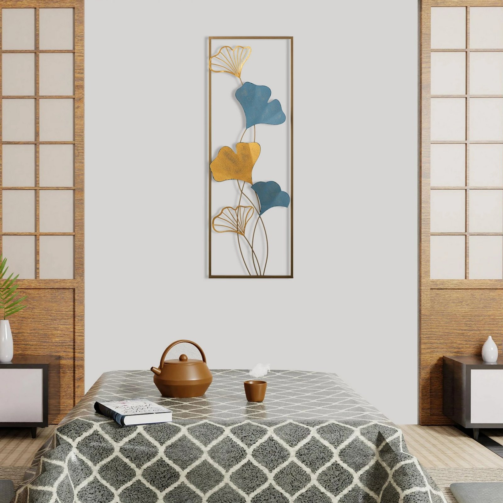 Aksesor dekorativ metalik për mur, Wallity Nadide - 2, shumëngjyrësh, 32x5x90cm