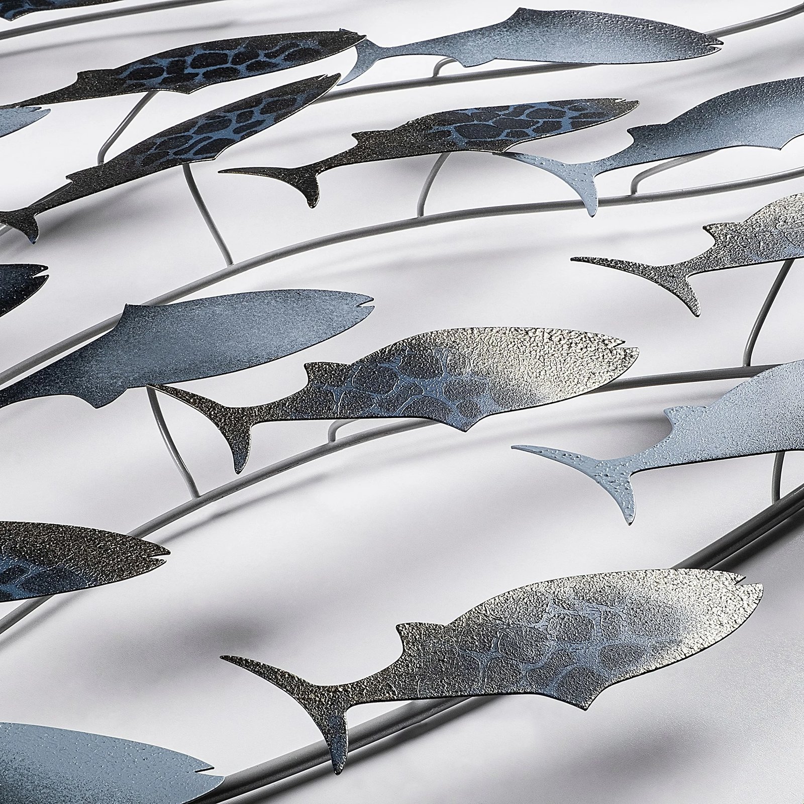 Aksesor dekorativ metalik për mur, Wallity, Alabalık 3, shumëngjyrësh, 94x58x4cm