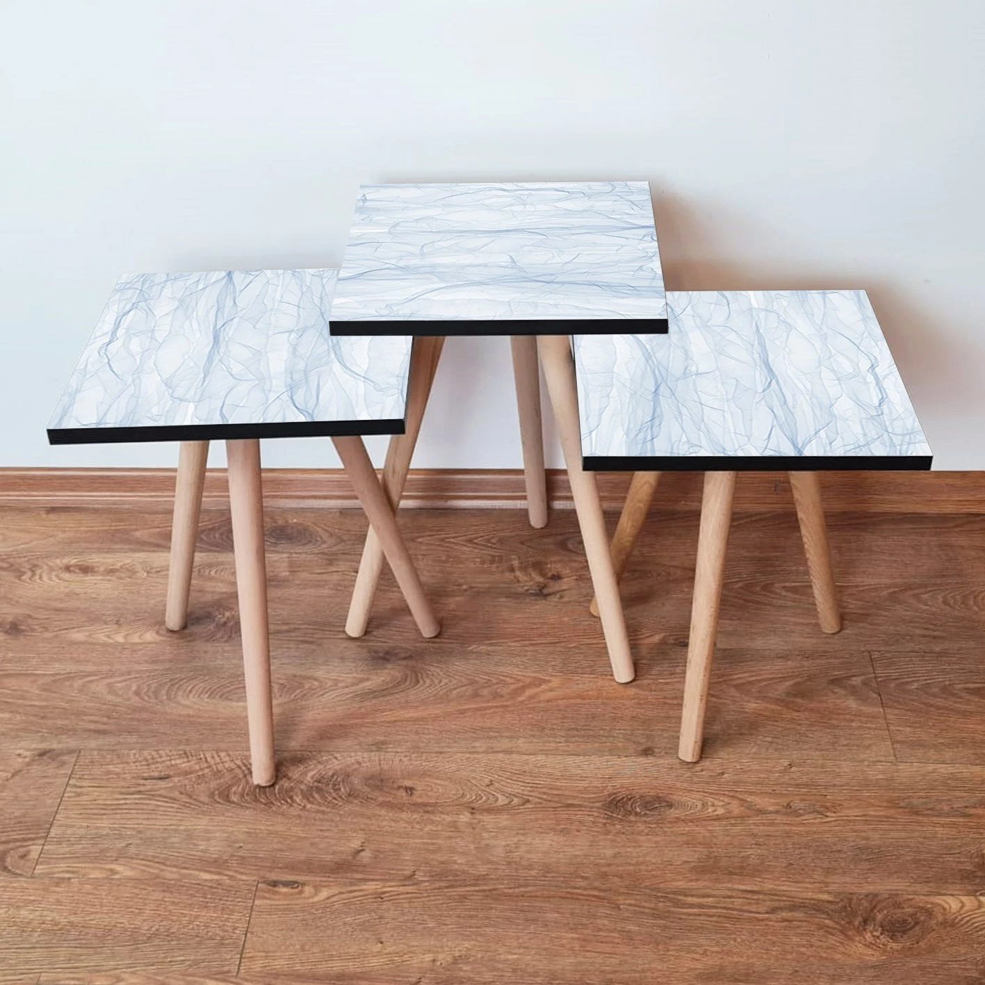 Set tavolinash të vendosshme, 3 copë, Skye Decor, 3Shp243, ngjyrë kaltër e çelët