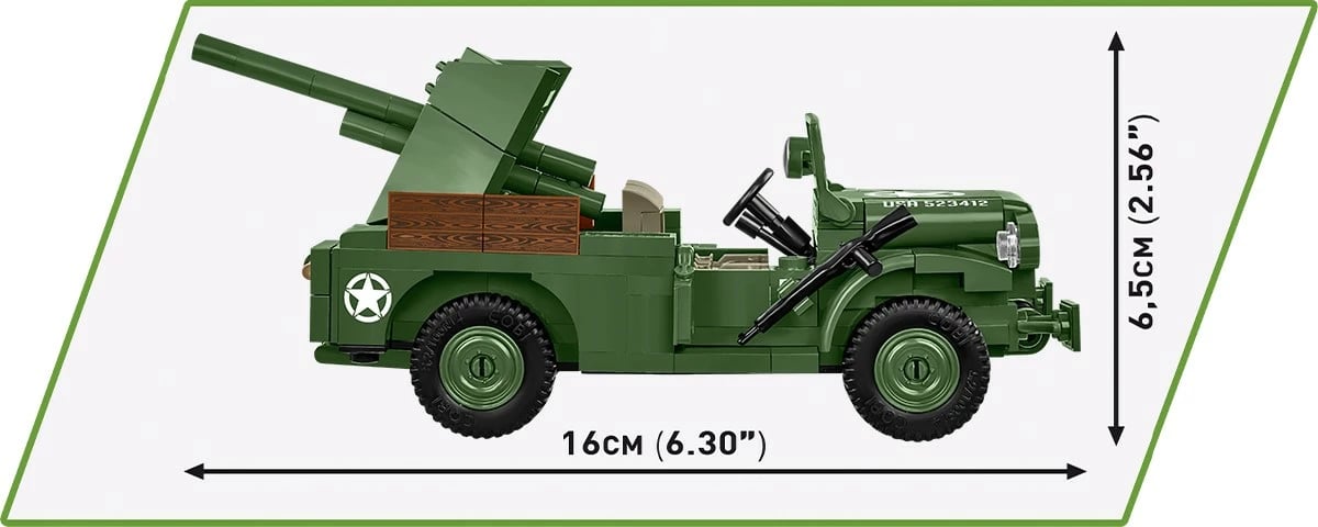 Set lodrash ndërtimi Cobi Klocki 3116, 37mm GMC M6 Fargo, 230 pjesë, Jeshile