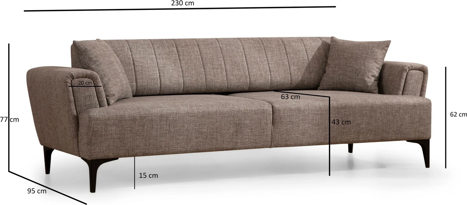 Divan-krevat treshe Atelier del Sofa, Hamlet, ngjyrë kafe e çelët