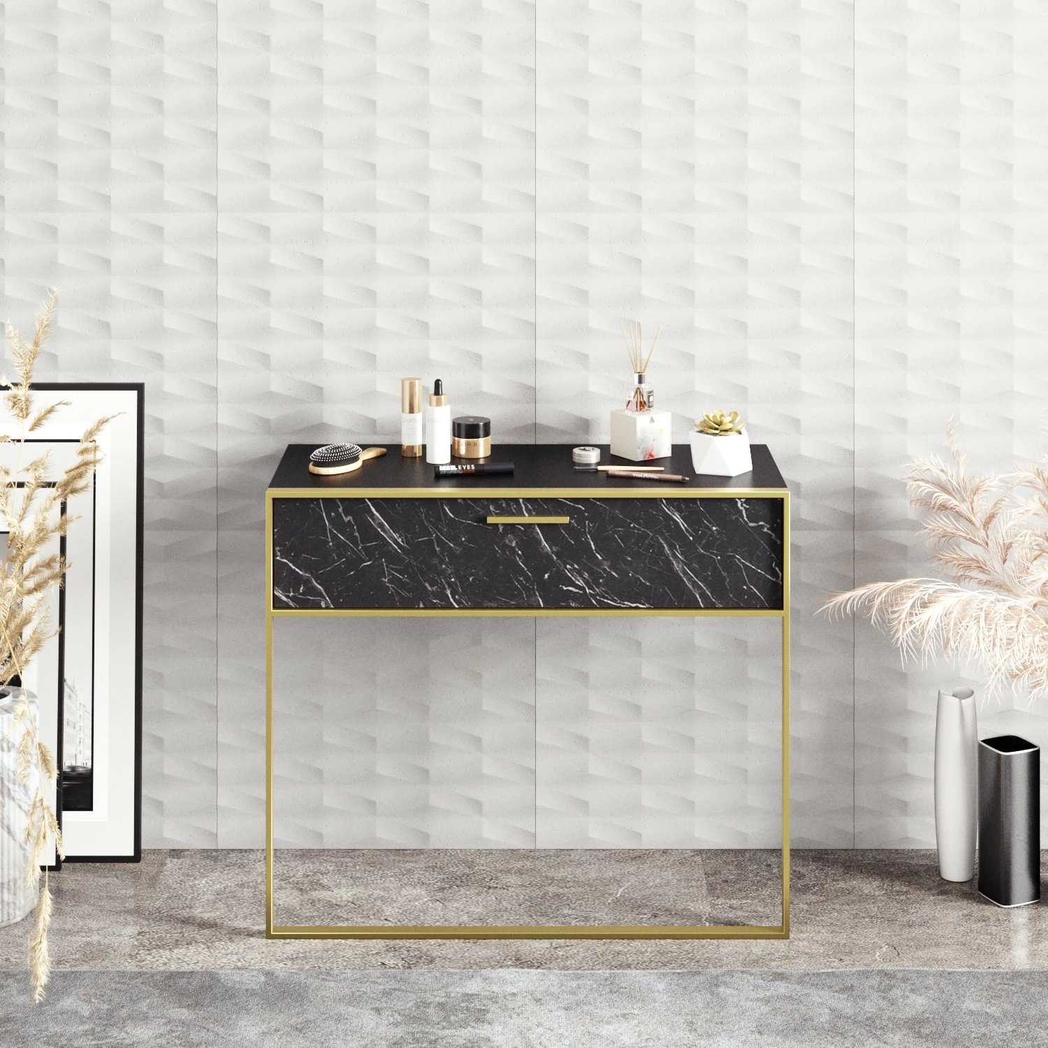 Kredencë Hanah Home Polka, ngjyrë e zezë dhe ari