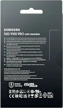 SSD Samsung 9100 PRO MZ-VAP4T0CW, 4TB, M.2 2280, PCIe 5.0, me heatsink, Zi