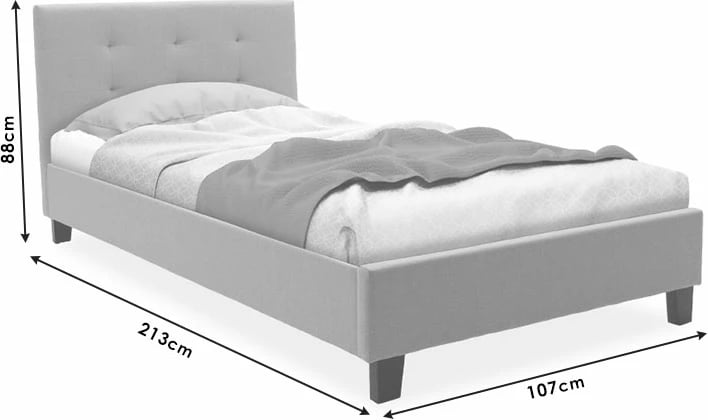 Krevat Mago në material ngjyrë gri e errët 100x200cm