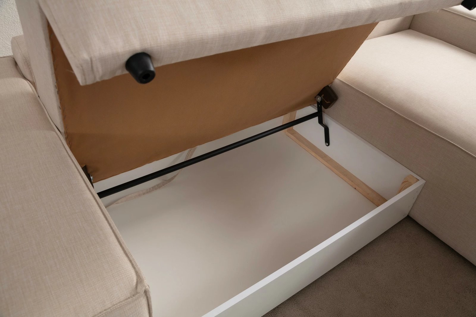 Kënd-sofë krevate Atelier del Sofa, kënd i djathtë, ngjyrë ecru