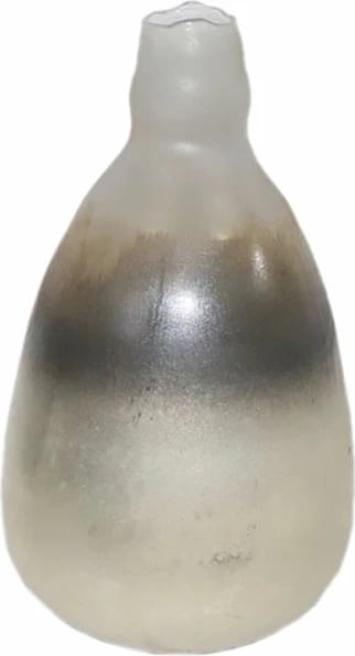 Vazo dekorative prej qelqi, ngjyrë ari, bronzi dhe argjendi, 20x20x34 cm