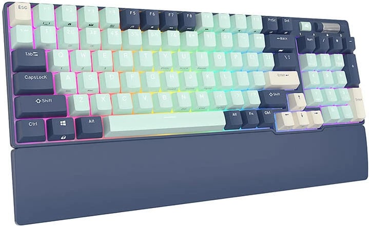 Tastierë mekanike Royal Kludge RK96 RGB, brown switch, 96 taste, blu
