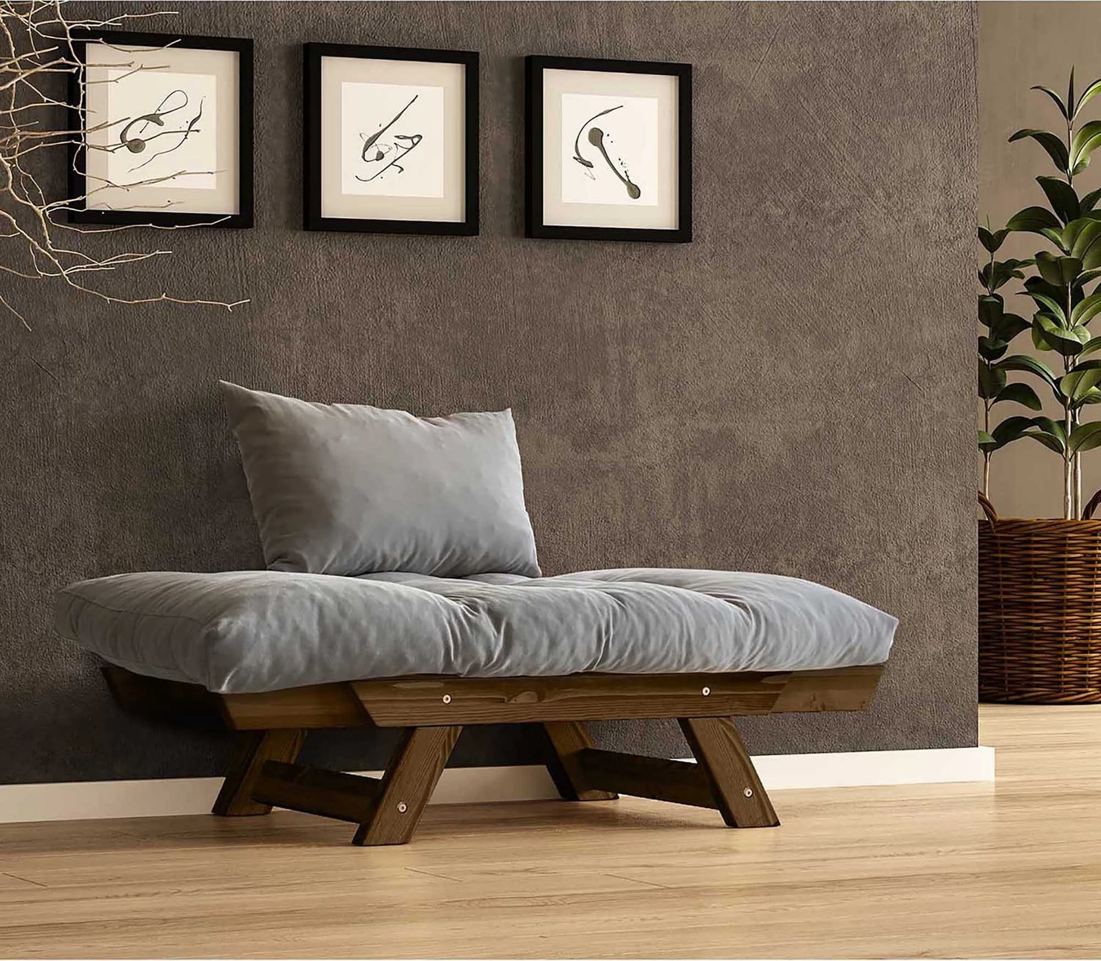 Karrige për kopsht një vend, Skye Decor, CPT8133-140, ngjyrë arre dhe gri