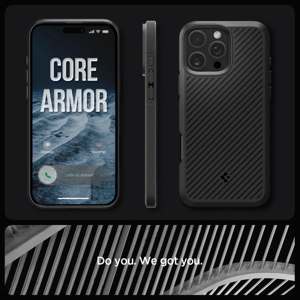 Mbështjellës Spigen Core Armor për iPhone 16 Pro Max, Mat Zi