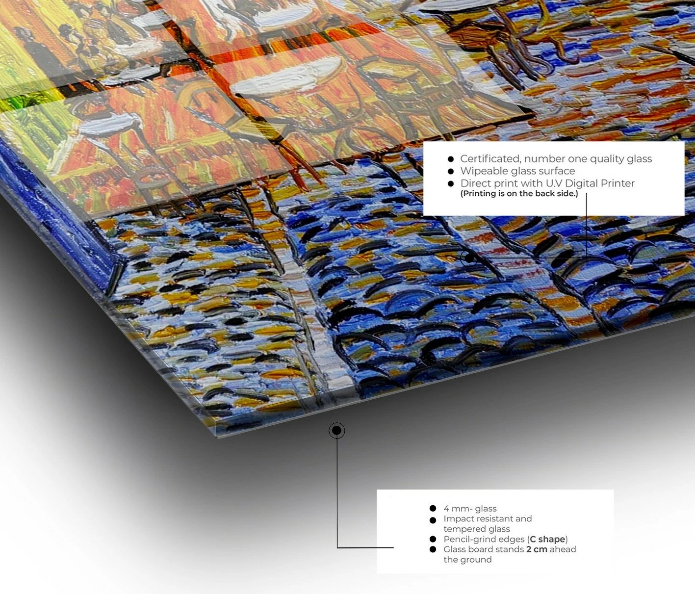 Pikturë dekorative prej xhami të temperuar, shumëngjyrëshe, Wallity 2292, 50x70cm
