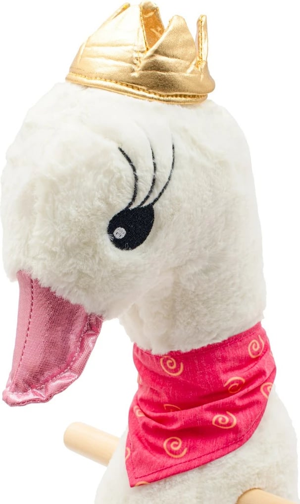 Lodër lëkundëse me rrota dhe melodi, Baby Mix Swan, për fëmijë 10m+, sedilje 22x45 cm, kapacitet 30 kg, e bardhë