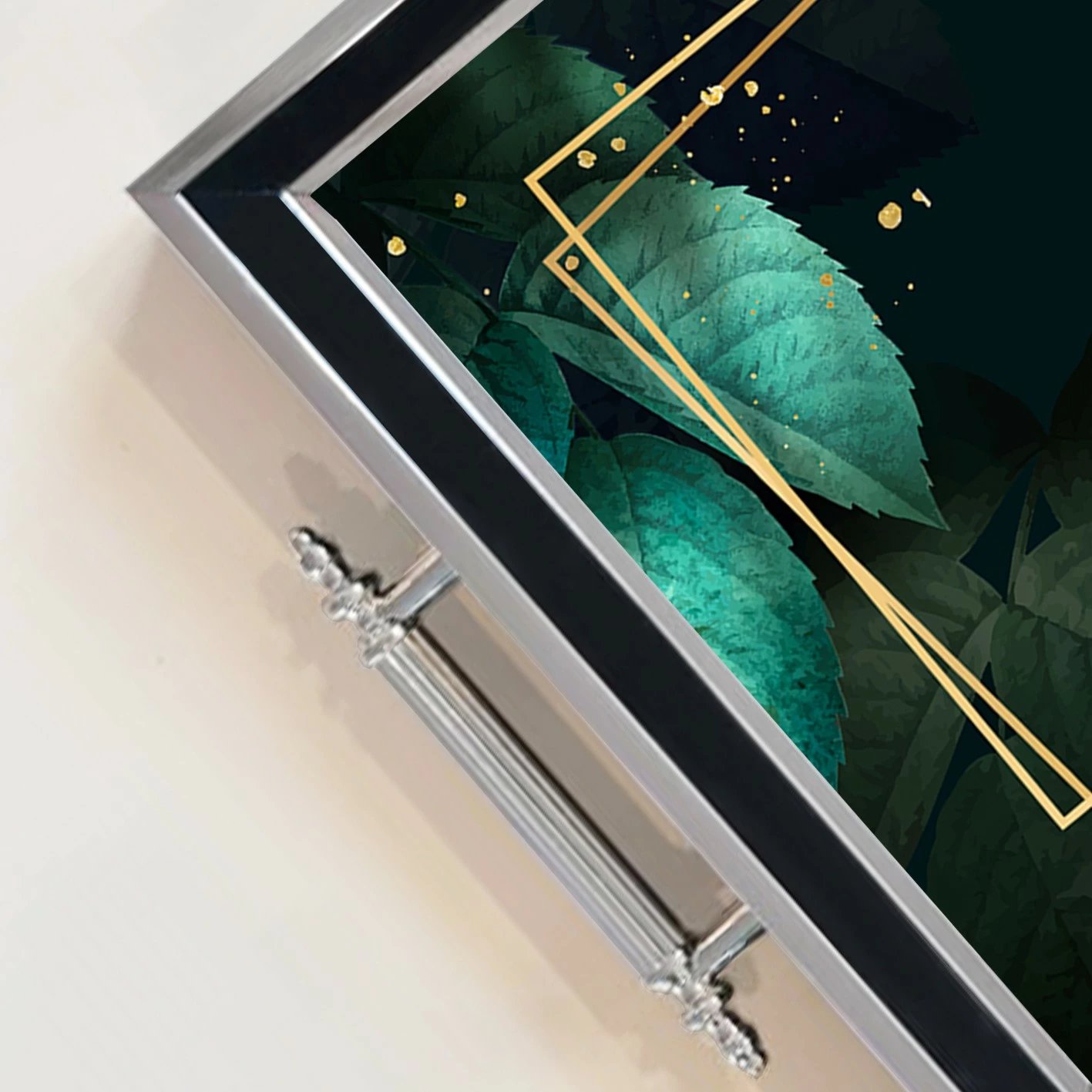 Tabaka prej qelqi, dizajn Aberto, TPG9774, shumëngjyrëshe, 50x29x3.5 cm Tabaka prej qelqi, dizajn Aberto, TPG9774, shumëngjyrëshe, 50x29x3.5 cm