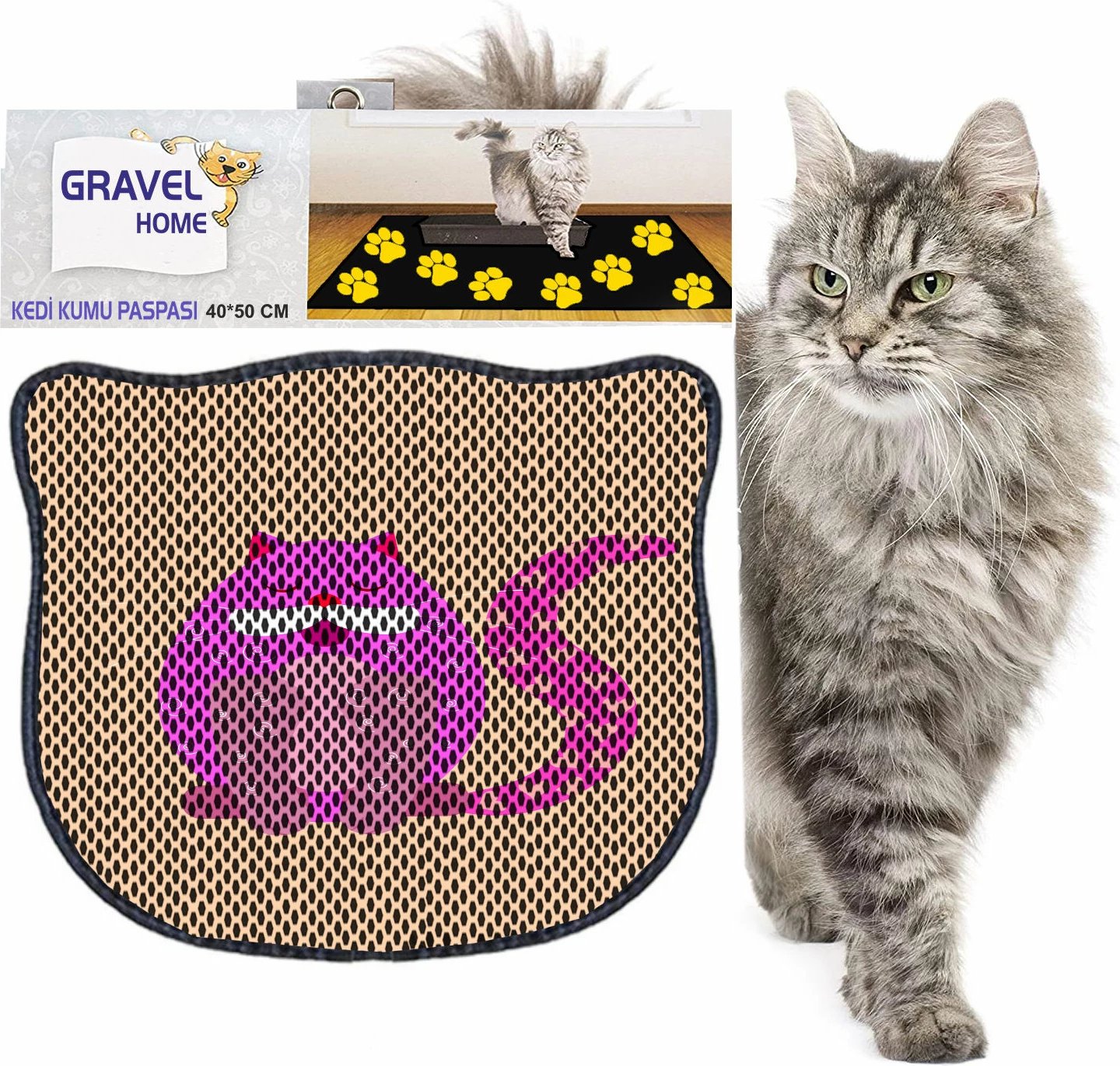 Tapet për rërë maceje, shumëngjyrësh, Paws & Whiskers, Kdkafa0249, 40x50cm