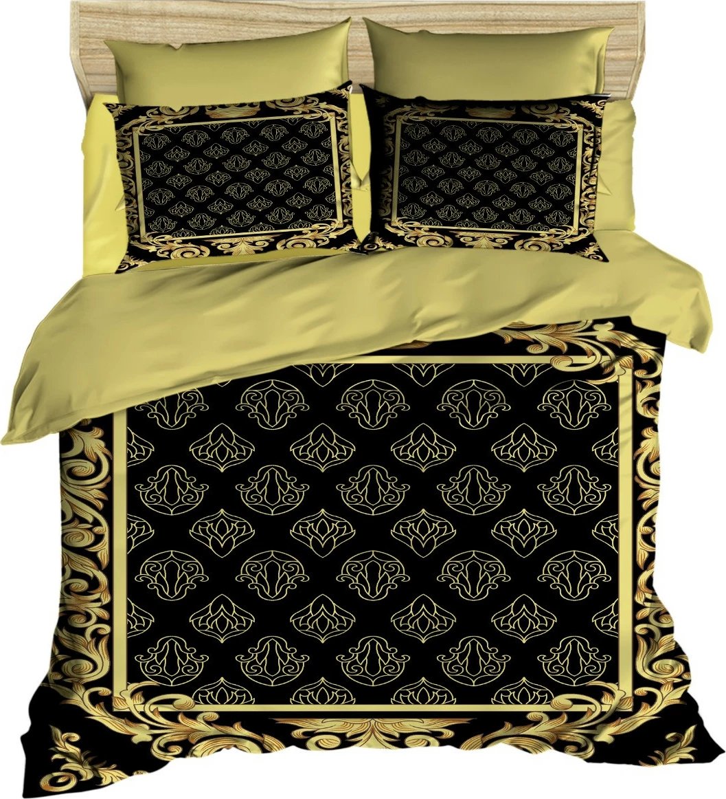 Set mbulesë për jorgan super king, ngjyrë e zezë dhe ari, L'essentiel, 3D6