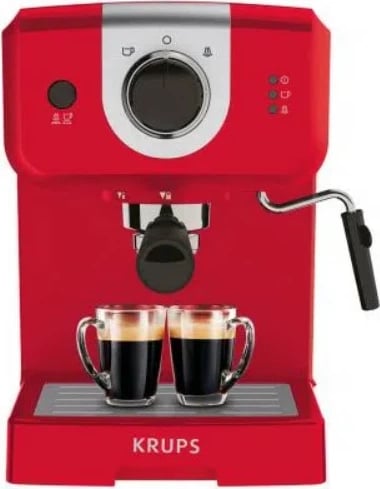 Aparat espresso manual, Krups XP320530, 15 bar, rezervuar 1.5 L, sistem Thermoblock, grykë avulli, i kuq