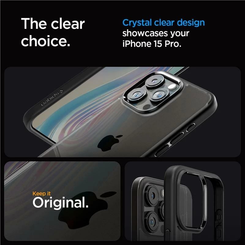 Mbështjellës Spigen Crystal Hybrid për iPhone 15 Pro, Transparent/Black