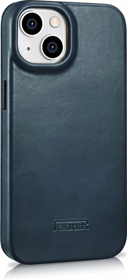 Mbështjellës iCarer Oil Wax Premium Leather Folio për iPhone 14 Plus, MagSafe, kaltër
