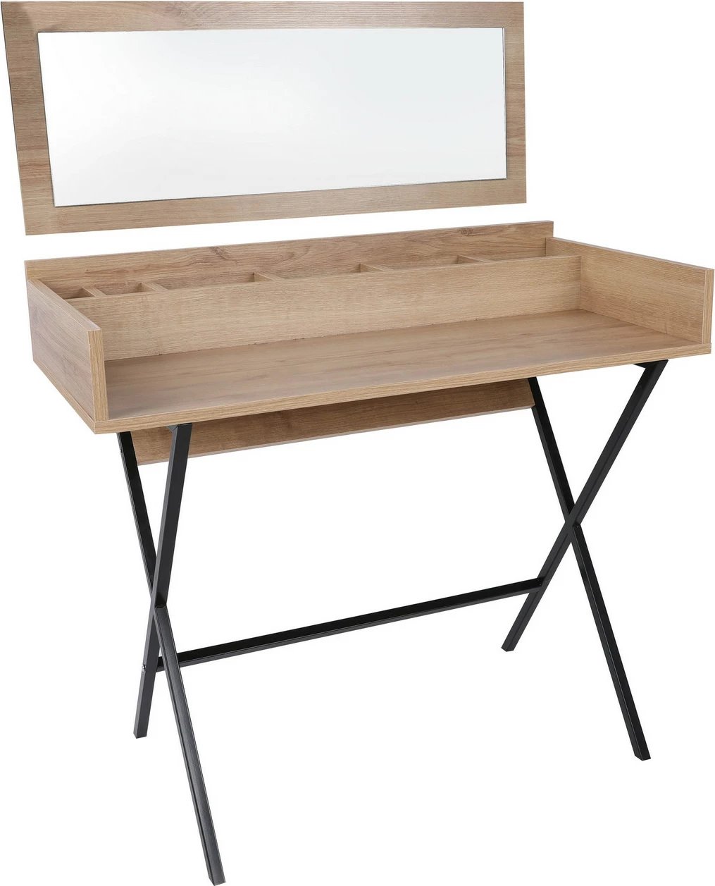 Tavolinë grimi moderne, ngjyrë lis dhe e zezë, Skye Decor, Hive