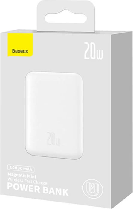 Powerbank Baseus Magnetic Mini 10000mAh, USB-C 20W, MagSafe, e bardhë