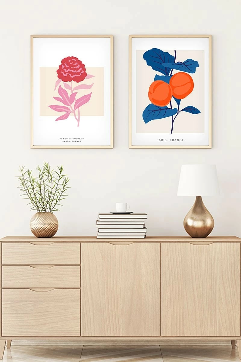 Piktura dekorative me kornizë MDF (2 copë), Wallity, Huhu172, 70x50cm