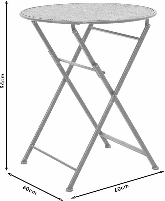 Set tavoline me karrige Drill 3 copë, ngjyrë bakri antike, metal