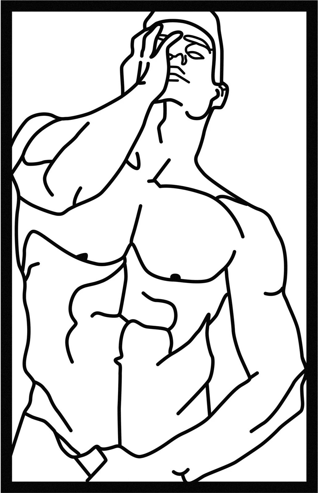 Aksesor dekorativ metalik për mur, pozë mashkulli muskulor, Wallity