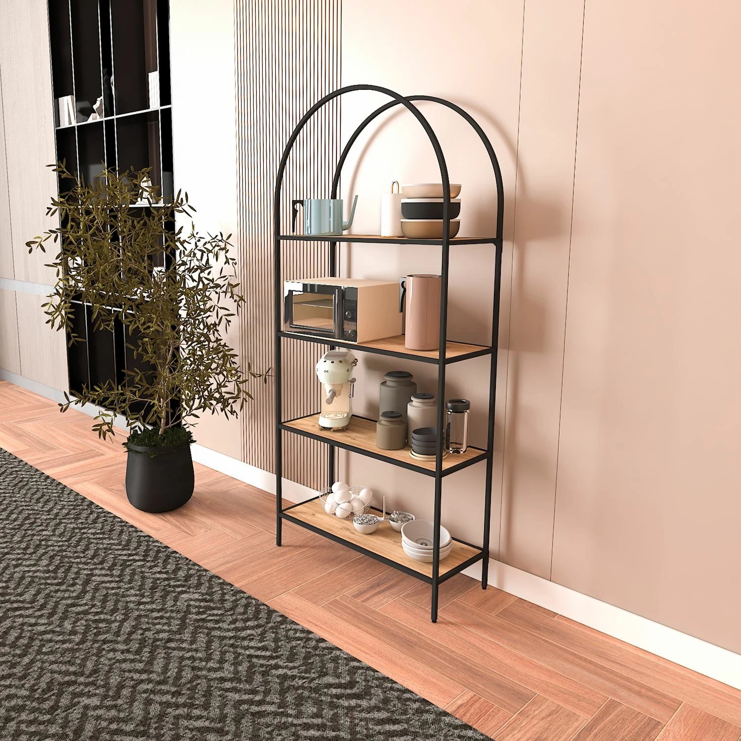 Raft librash Hanah Home, Mona 80, ngjyrë e zezë, Atlantic Pine