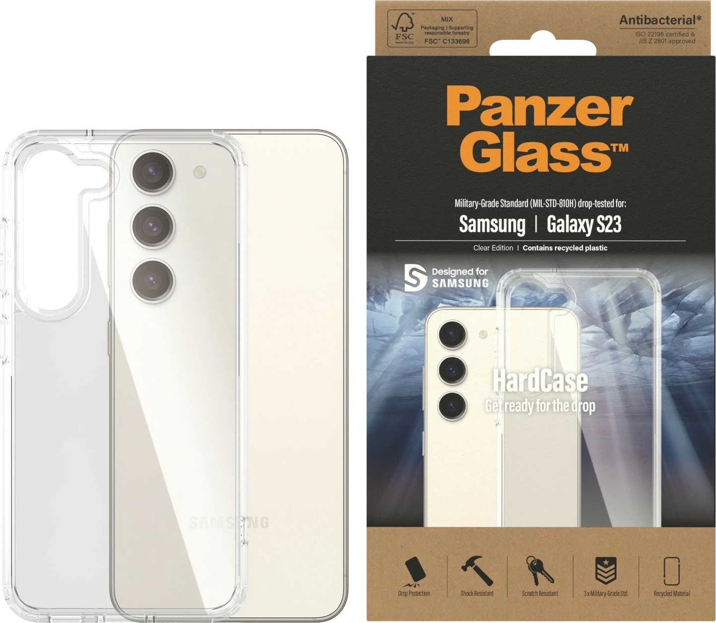 Mbështjellës PanzerGlass për Samsung Galaxy S23, transparent