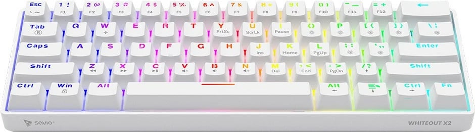 Tastierë mekanike Savio WHITEOUT X2 PEACH, 60%, RGB, Hot Swap, e bardhë