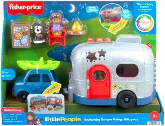 Set lodrash edukative Fisher-Price Little People Kamper i vogël HJN43, shumëngjyrësh