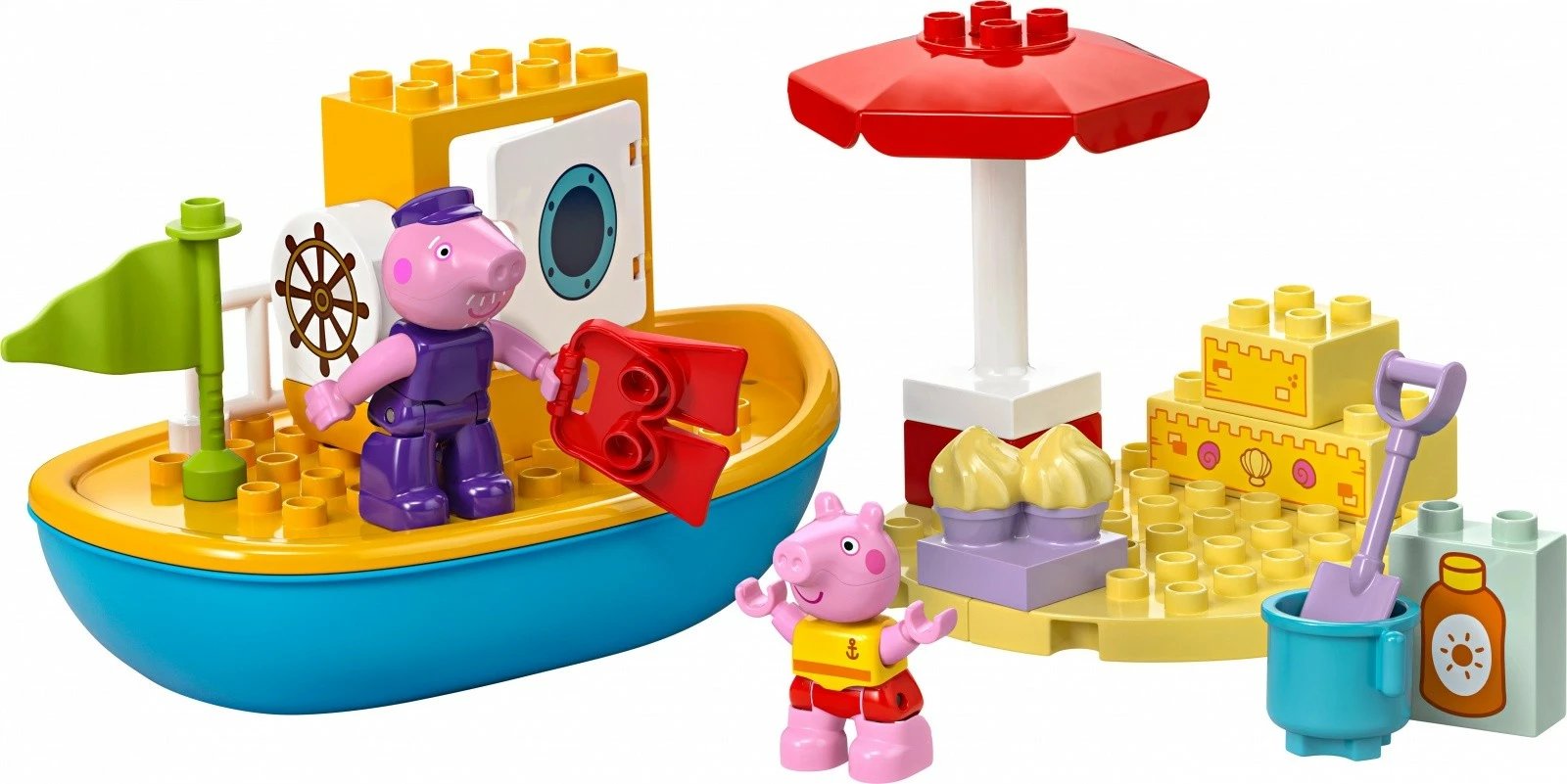 Set ndërtimi LEGO DUPLO Peppa Pig 10432, 23 pjesë, me varkë që noton, për fëmijë të vegjël